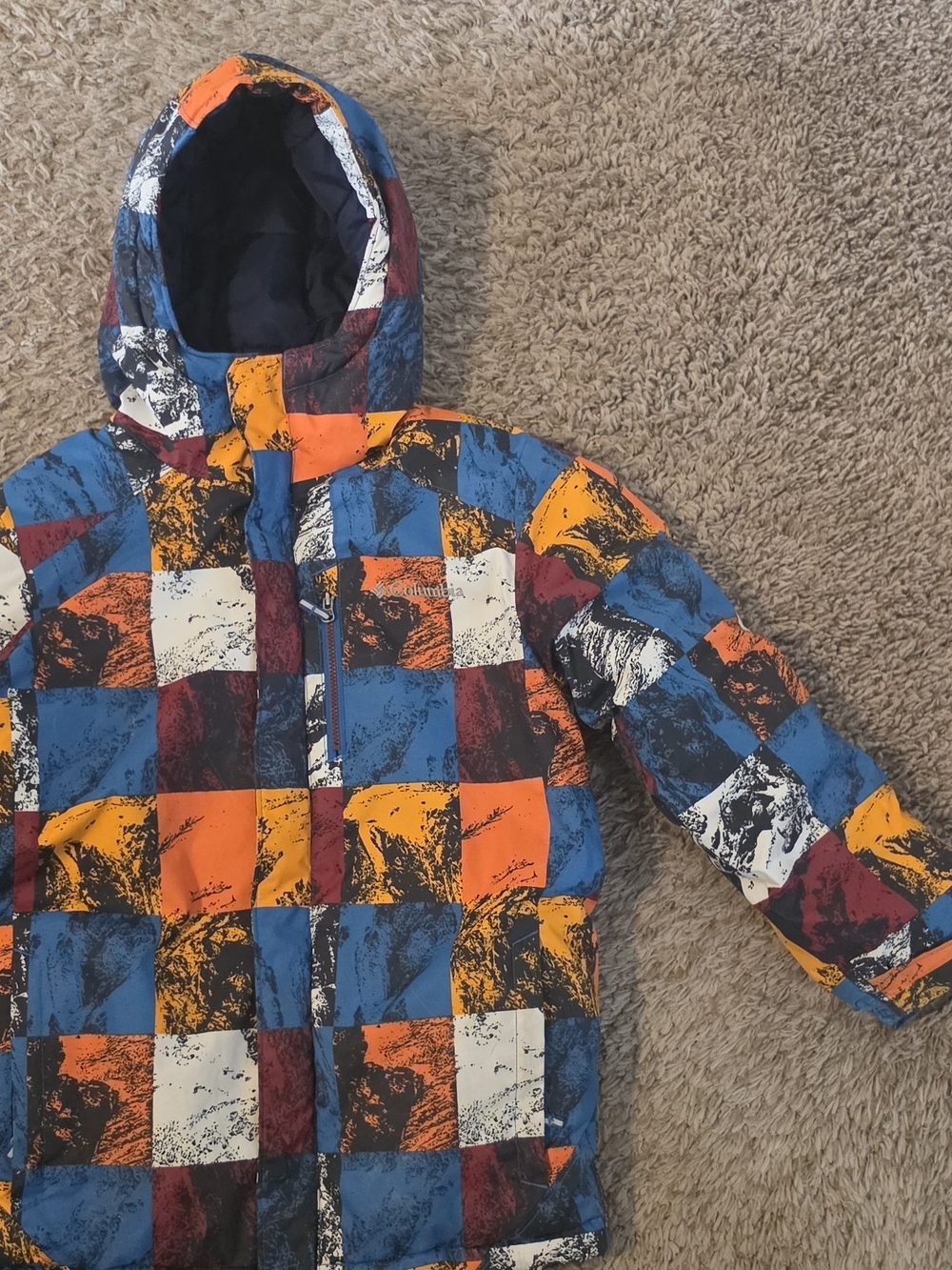 Kids Multicolor Check Hooded Winter Jacket